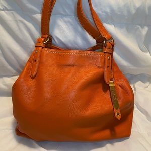 Cole Haan pebbled leather orange shoulder bag